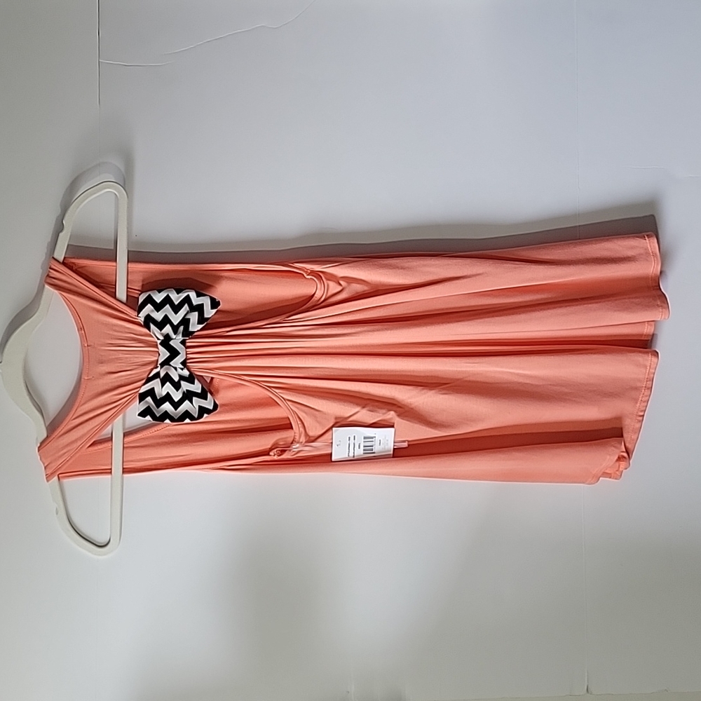 Mm Mm Mm Orange Tank Top with Black & White Chevron Bow on Back